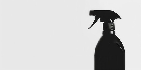 Obraz premium Dark silhouette of a cleaning solution spray bottle against an isolated white background, ideal for product or cleaning themes