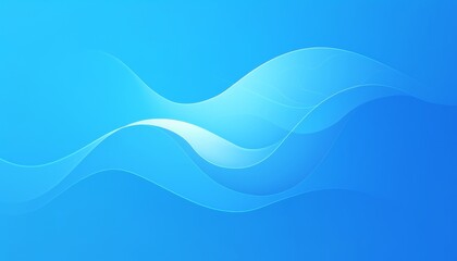 Fototapeta premium Simple Flat Logo with White Wavy Lines on Blue Background