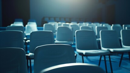 Fototapeta premium Empty Conference Room with Sunlight Streaming - Modern Business Meeting Space Photograph