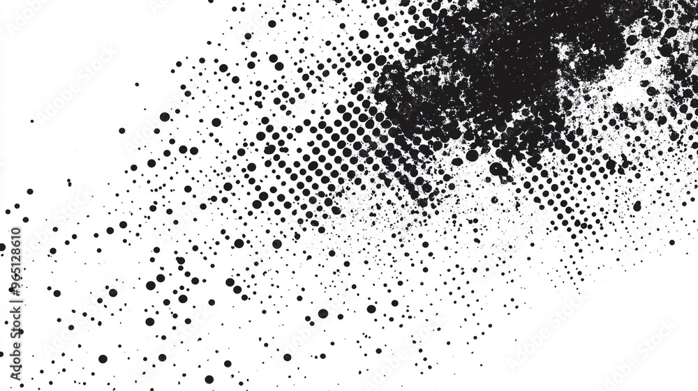 Aufkleber dynamic black and white dot pattern illustration with varying sizes creating a sense of motion