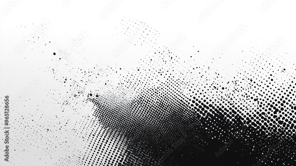 Aufkleber abstract black and white illustration depicting a dynamic pattern of dots and textures in motion