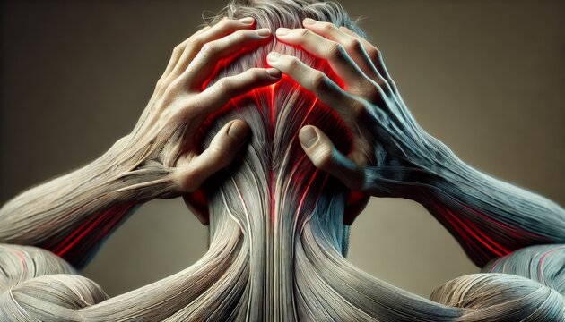 A detailed, close-up image of a person holding the side of their head with both hands, similar to the uploaded image featuring a person.