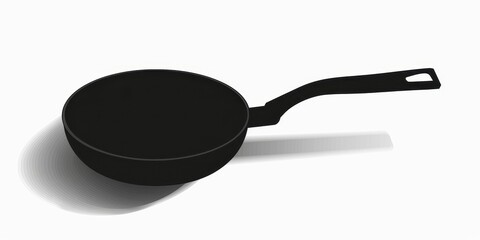 Silhouette of a frying pan isolated on a white background, showcasing a simple kitchen tool ready for cooking
