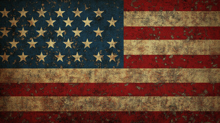 Weathered American flag illustration showcasing patriotism in a vintage style