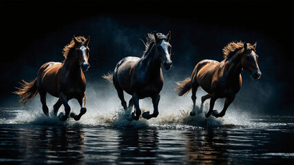 Horses galloping over a water surface-8