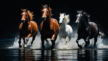 Horses galloping over a water surface-4