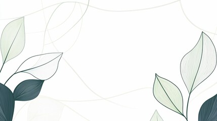 The green banner showcases a delicate arrangement of leaves, perfect for enhancing a nature-inspired gathering or celebration in spring, copy space