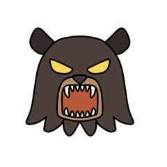 吠える熊の顔（主線あり）