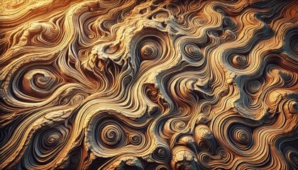 Detail of a unique rock pattern, such as a swirl or wave-like structure, highlighting geological processes.