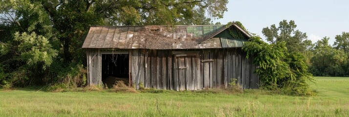 Vintage wooden structure prepared for dismantling, rundown garage, agricultural outbuilding, storage unit, and shed.