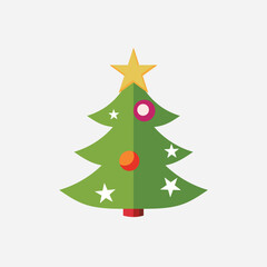 Christmas Style Tree with Snowflakes and Ornaments, Greeting Card