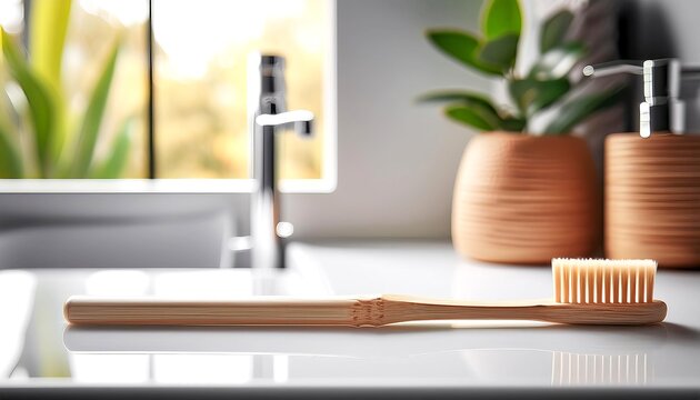 A sustainable and eco-friendly bamboo toothbrush. 1