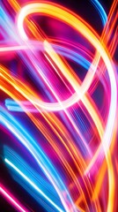 Abstract Swirling Neon Lights in Vibrant Colors