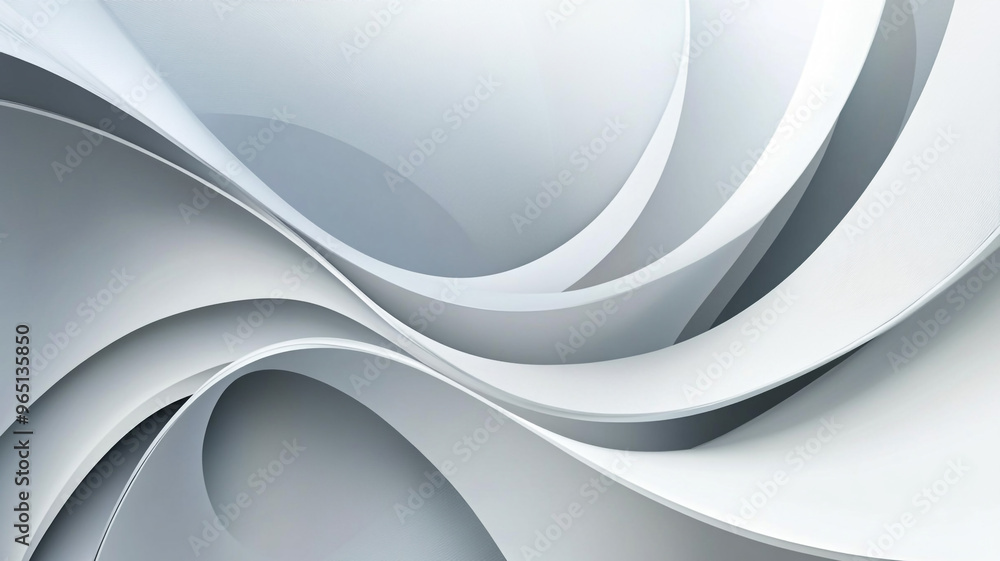 Poster flowing abstract lines create a dynamic pattern in soft gray tones with smooth curves