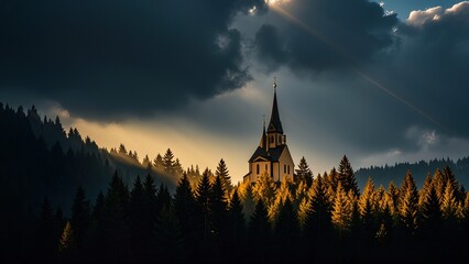 Fototapeta premium Breathtaking Cathedral Amidst Scenic Surroundings