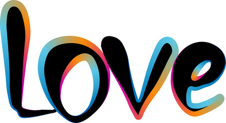 Fototapeta premium Love lettering. 3d letters. Vector illustration, Modern calligraphy poster in expressive style