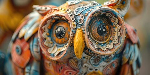 Fototapeta premium Detailed view of a small owl figurine