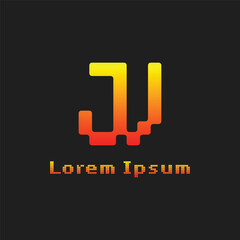 Letters JV Pixel Monogram Logo, suitable for any business with JV or VJ initials