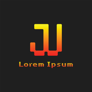 Letters JU Pixel Monogram Logo, suitable for any business with JU or UJ initials