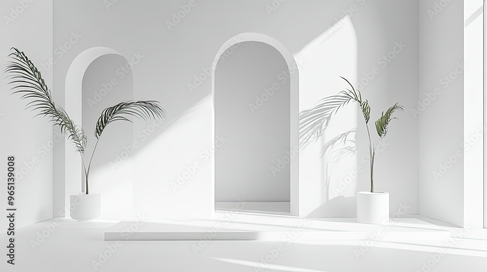 Poster minimalist design with white background and simple shapes