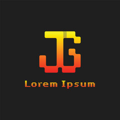 Letters JG Pixel Monogram Logo, suitable for any business with JG or GJ initials