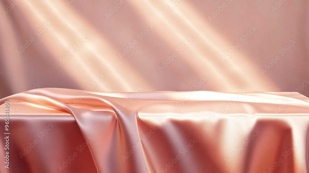Wall mural empty table podium on rose gold background with generative ai.