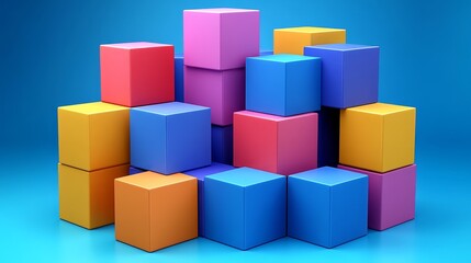 Brightly colored blocks arranged playfully in a creative design, suitable for artistic and educational themes.