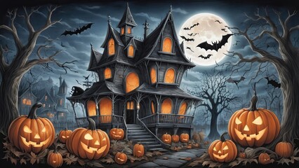 Detailed and realistic images with a Halloween theme drawn using colored pencils
