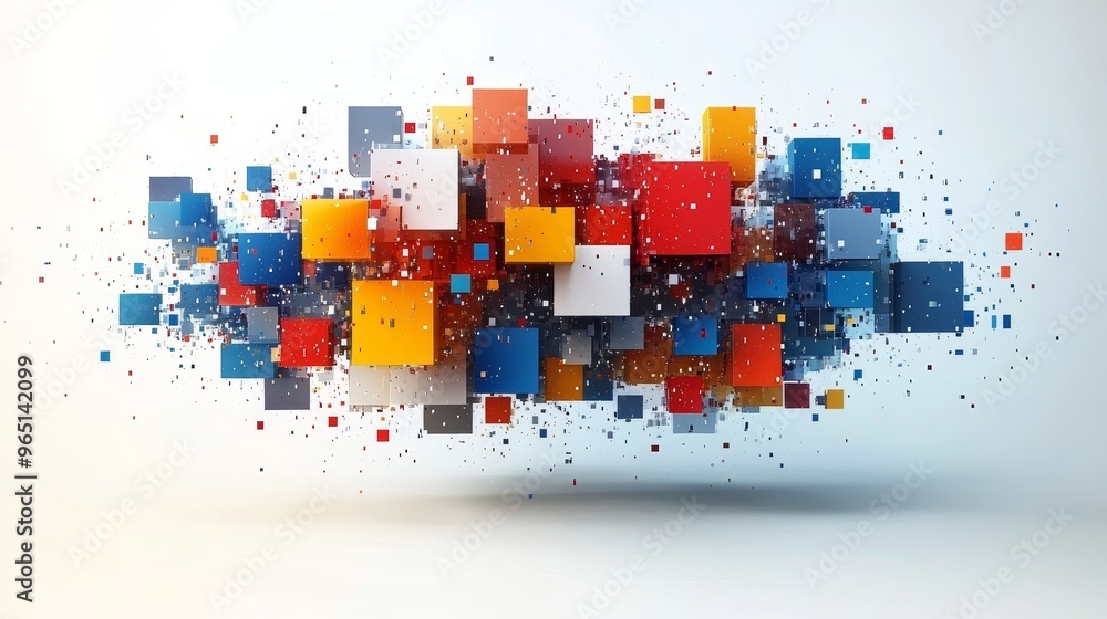 Aufkleber colorful 3d cubes floating in space, representing creativity and innovation in digital design and ab