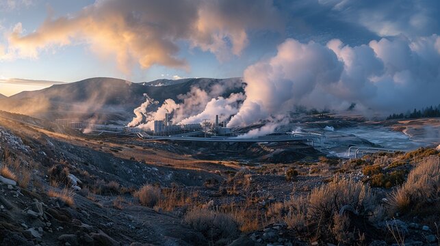 A large cloud of smoke rises from a factory in the distance