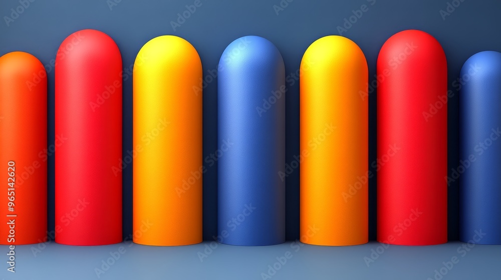 Aufkleber colorful cylindrical shapes lined up in a row, creating a vibrant and playful aesthetic suitable for