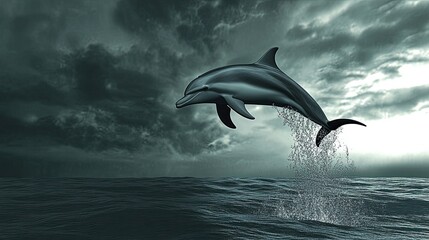 Fototapeta premium Playful dolphin jumping out of the water
