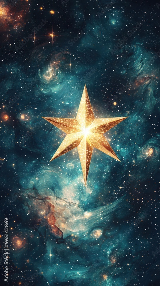 Canvas Prints Golden Star in a Galaxy of Stars.