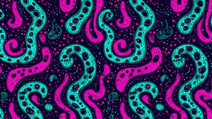 Abstract Psychedelic Pattern with Tentacles and Dots