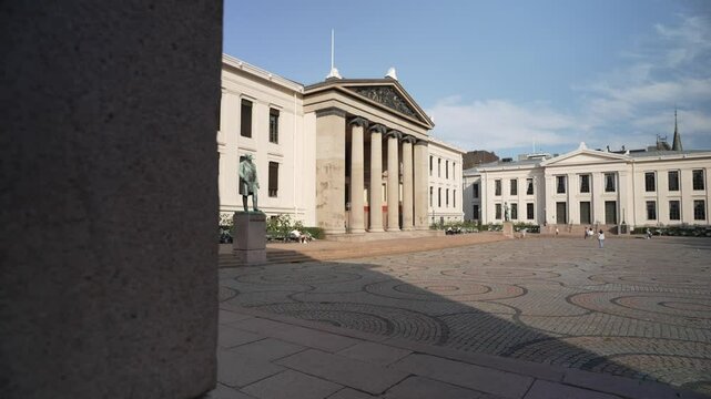 View of Domus Media and Domus Academica in University Square, Oslo, Norway, Scandinavia, Europe
