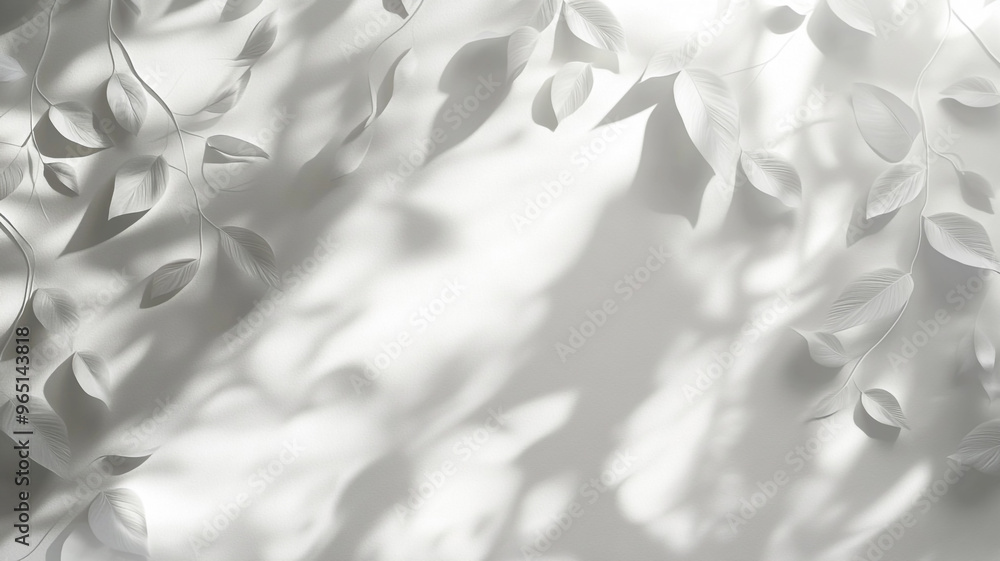 Poster delicate leaves gently illuminated, creating a serene atmosphere in soft light shadows