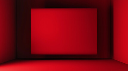 A striking red backdrop fills the area, providing a perfect canvas for presentations or artistic displays. The bold color creates a vibrant atmosphere for creativity, background, copy space