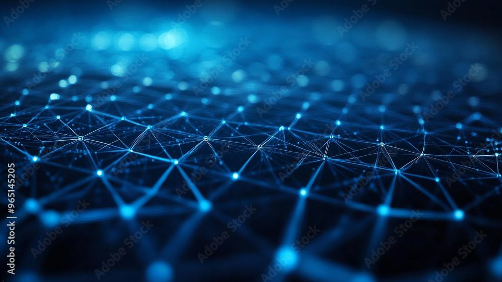 Aufkleber abstract digital connection network illustrating data flow and technology trends in blue hues