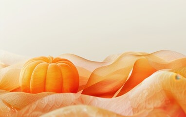 Pumpkin on Orange Fabric