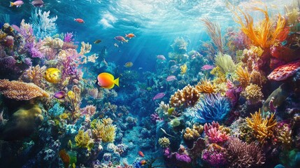 Fototapeta premium Vibrant coral reef teeming with marine life
