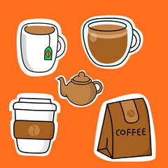 coffee cup and coffee sticker set