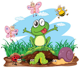 Fototapeta premium Happy Frog and Friends in Nature