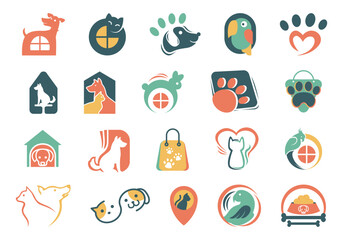 Pet Shop Logo Icon Element Set