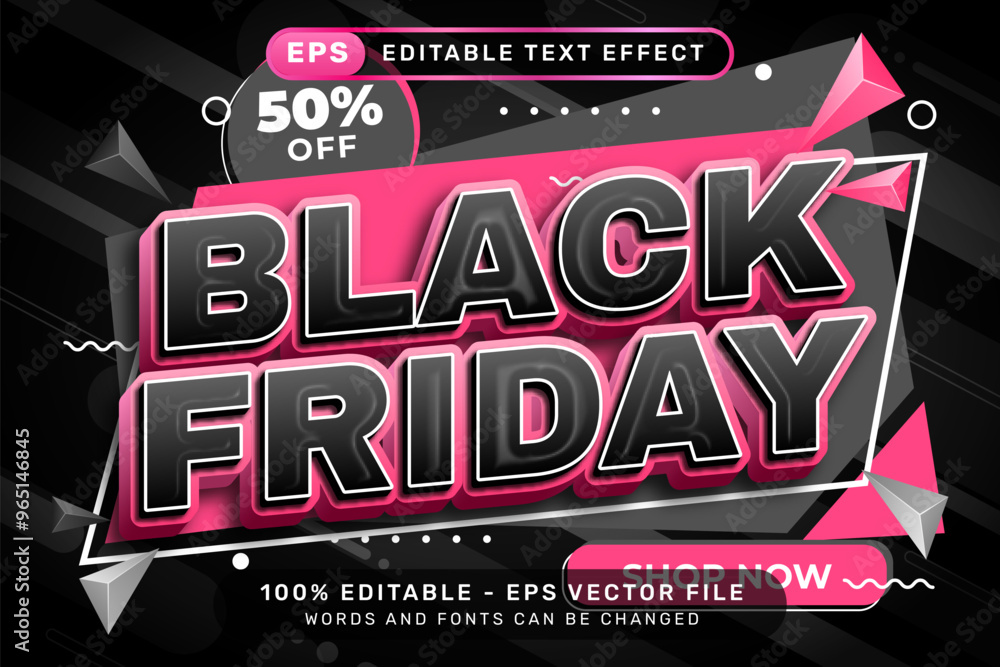 Poster black friday 3d text effect and editable text effect