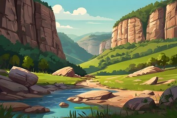 nature valley rock rural landscape illustration beautiful view, suntourism outdoor, scenery scenic...