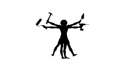 home repair service,Vitruvian Man, black isolated silhouette