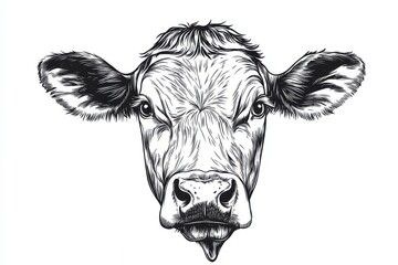 portrait of a cow of head on white