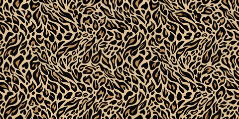 Abstract Leopard Print Seamless Pattern, Black and Beige, Animal Print, Wildlife, Nature, Pattern Design, Texture