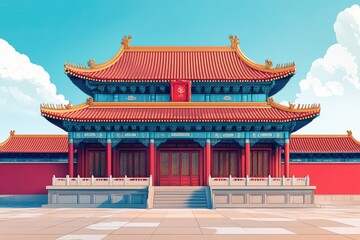 Obraz premium Meridian gate of the forbidden city standing tall on a sunny day