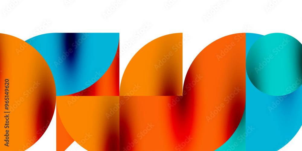 Poster tech minimal circular shapes geometric art. vector modern circles